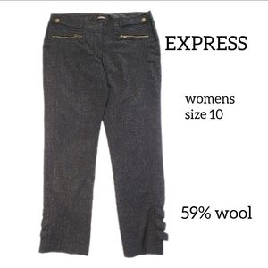 EXPRESS WOOL BLEND WOMENS PANTS SIZE 10 DARK GREY COLOR